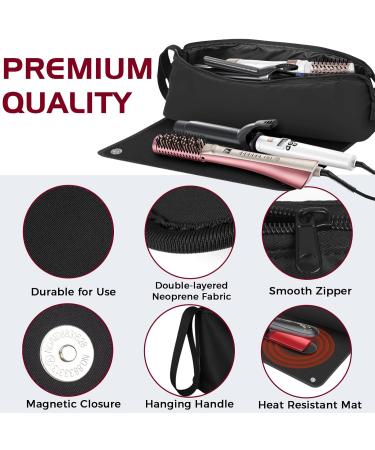 Hair Tools Travel Bag with Heat Resistant Mat - 2-in-1 Organizer for Flat Irons & Curling Irons | Essential Travel Accessories - Buy Online on GoSupps.com