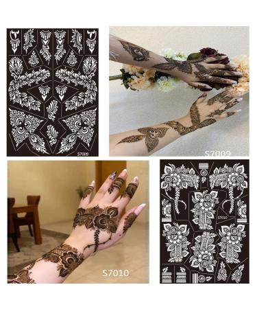 PPVWEY 10 Sheets Henna Tattoo Stencils - Temporary Indian Arabian Glitter Airbrush Stickers for Face & Body Paint DIY - Buy Online on GoSupps.com