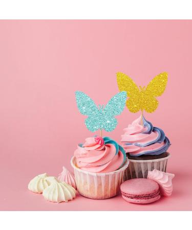 24pcs Butterfly Cupcake Toppers Butterfly Baby Shower Cupcake Toppers Colorful Glitter Butterfly Cake Decoration for Girl Garden Themed Birthday/Anniversary Party Supplies - Buy Online on GoSupps.com
