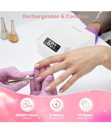 78W Rechargeable UV LED Nail Lamp - Cordless Quick Dry Gel Nail Dryer with 4 Timer Settings & Auto Sensor - Professional Nail Light for Salon & Home (White - Buy Online on GoSupps.com