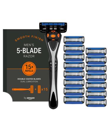 by Amazon 5 Blade Men's Razor With 15 Refills 17 Piece Set Razor & 16 blades