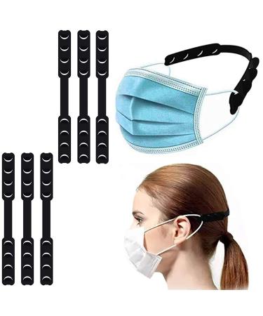 6 pieces of mask band extension adjustable ear iron extension reduces stress and pain ear protection wearing masks suitable for women men children (black)