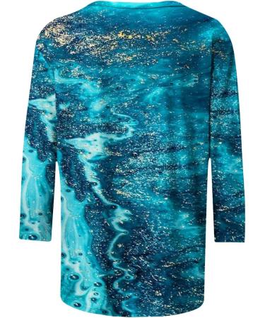 oelaio Women 3/4 Sleeve Tops Summer Loose Crewneck Gradient Tee Shirt Women Fashion 2024 Half Sleeve Tops for Teen Girls Navy#52 X-Large - Buy Online on GoSupps.com