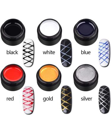 1 Pulling Silk Spider Gel Nails 6 Colours Design Point to Drawing and Painting Decoration Draw Silk Varnish Silver - Buy Online on GoSupps.com