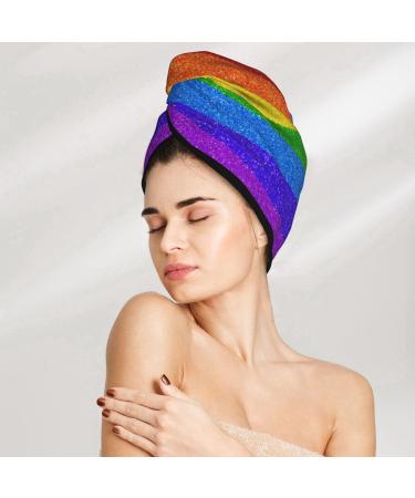 Colorful Glitter Rainbow Hair Towel Wrap | Quick-Dry Turban & Head Towel for Effortless Hair Drying - Buy Online on GoSupps.com