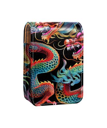 Travel Lipstick Organizer Case Lipstick Case Portable Makeup Bag With Mirror Vintage Animal Chinese Dragon R628a1gtac
