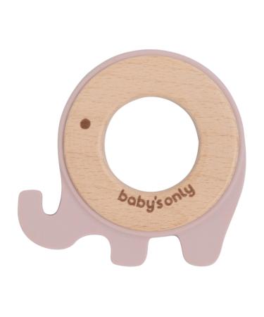 Bo Baby's ONLY - Beißring Elefant - Greifling Baby - offers many advantages - child -proof bite toys - wood and high -quality silicone - from 0 months - old pink
