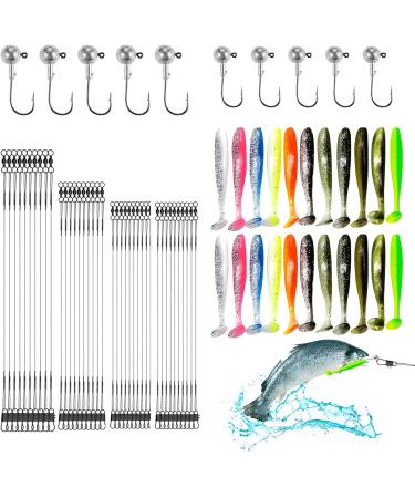 75PC Fishing Accessories Set | 40PC Steel Leaders Rubber Fish & Jig Heads for Freshwater & Saltwater | Ultimate Fishing Gear - Buy Online on GoSupps.com