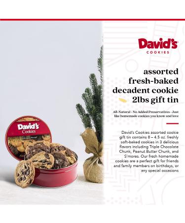 David's Cookies Assorted Fresh-Baked Decadent Cookie Gift Basket Tin - Large 4 oz. All-Natural Cookies with No Preservatives - Perfect Corporate Gift for Birthdays, Fathers, Mothers Day & More - Buy Online on GoSupps.com