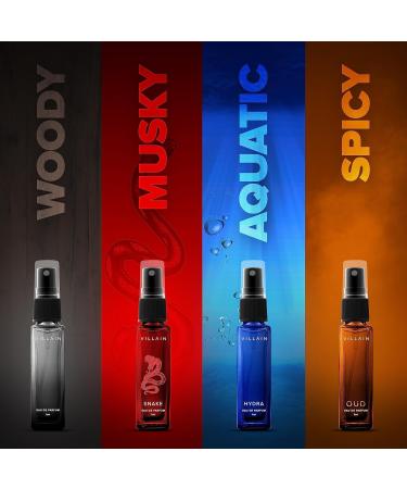 Bloom Beauty Villain Heist Luxury Perfume Gift Set for Men | Long Lasting Woody Oud Musk & Aqua Fragrances | 4x8ml EDP Combo - Classic Hydra Snake Oud - Buy Online on GoSupps.com