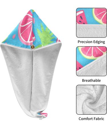 Rainbow Fruit Blue Hair Towel 2 Pack | Super Absorbent Quick Dry Hair Turbans for Women & Girls - Buy Online on GoSupps.com