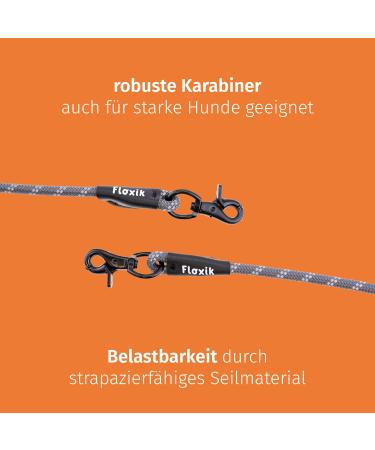 Floxic Premium Kleine Dog Leash | 3M Adjustable Touwline for Small & Medium Dogs | Stylish & Durable in Gray or Orange | 8mm - Buy Online on GoSupps.com