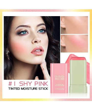 2 PCS Multi-Use Makeup Blush Stick Solid Moisturizer Stick Shadow Lips and Cheek Blusher Waterproof Peach Creamy Makeup (Pink and Orange) - Buy Online on GoSupps.com