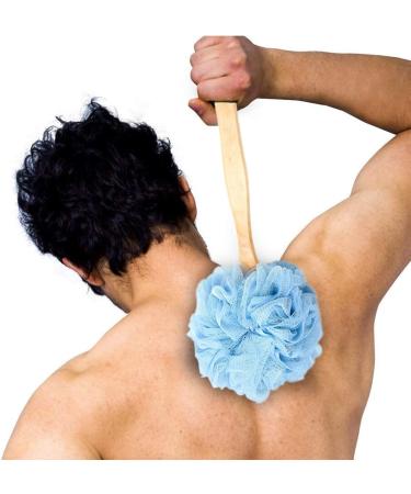 Shower Loofah Bath Sponge Set with Back Scrubber and Shower Brush - Body Exfoliating Spa Set for Men & Women - Blue & Pink 2 Piece - Buy Online on GoSupps.com