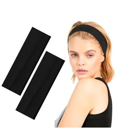 2 x Elegant 7cm Black Headbands for Any Occasion | Premium Black Headbands For Women - Comfortable Headbands| Hair Accessories for Sports and Fashion | Makeup Headbands