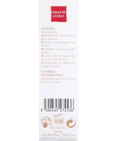 Guinot Longue Vie Vital Lip Care 15ml - Nourishing Lip Balm for Smooth Lips - Buy Online on GoSupps.com