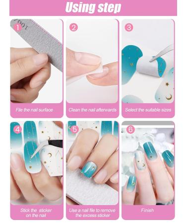24PCS Black & White Nail Wraps - Self-Adhesive Star Moon Art Stickers with Nail File | DIY 3D Nail Decoration - Buy Online on GoSupps.com