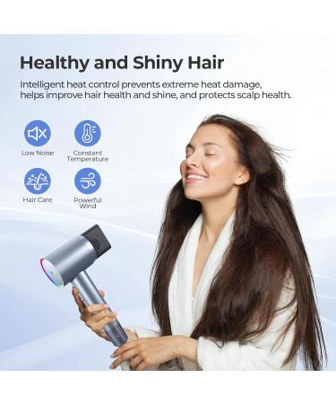 YASHE Professional Hair Dryer - 110 000 RPM Negative Ionic 1400W Fast Drying Brushless Blow Dryer with Diffuser - Low Noise for Home & Travel - Blue - Buy Online on GoSupps.com