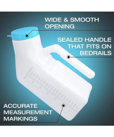 Glow in The Dark Men's Urinals by Tilcare (3 Pack) - 32oz Thick Plastic Bedpan Bottles - Spill Proof & Portable Male Travel Pee Bottles - Buy Online on GoSupps.com