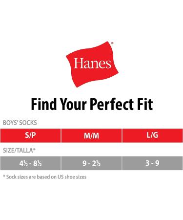 Hanes Boys' Double Tough Cushioned Crew Socks 12-Pack - White/Grey - Large - Buy Online on GoSupps.com