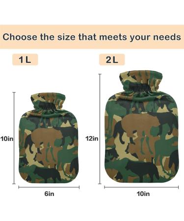 Naanle Animals Military Camouflage Hot Water Bottle - 2L Transparent for Heat & Cold Therapy | Pain Relief for Bed Hands & Feet - Buy Online on GoSupps.com