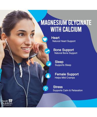 Extra Strength Magnesium Glycinate 425mg with Calcium - 120 Tablets | Bone, Heart & Muscle Health Support | Non-GMO Vegan Gluten Free - Buy Online on GoSupps.com