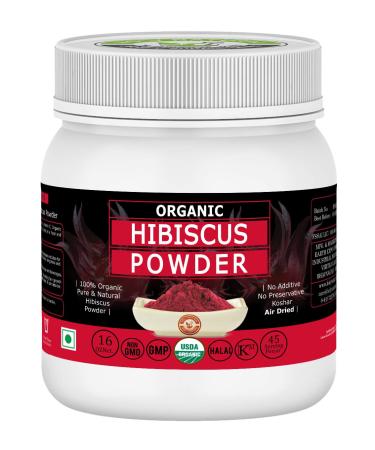 Organic Hibiscus Powder/Hibiscus Sabdariffa Flower Powder  16 oz/ 1 lbs USDA Certified I 100% Pure & Natural I Rich in Vitamin C I to Make Cooling Summer Beverages I RAW Non GMO NO Preservative