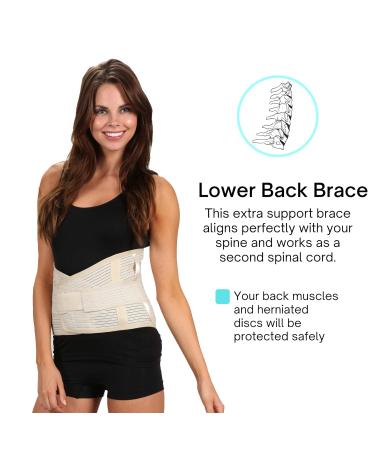 Invera Lower Back Support Brace - Lumbar Support Belt for Men & Women | Comfortable Beige Design for Pain Relief - International Shipping Available - Buy Online on GoSupps.com