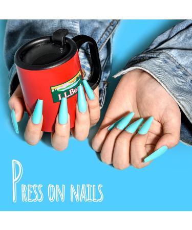 360PCS Long Press on Coffin Nails MORGLES - 12 Colors False Nails with Glue, Adhesive Tabs, Tweezer - 10 Sizes Long Glossy Ballerina - Buy Online on GoSupps.com