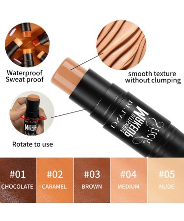 Afflano 2-in-1 Contour Stick Makeup Brush - Longwear Waterproof Brightening and Shading Face Body Pencil - Orange Concealer Stick for Dark Circles - 02 Caramel - Buy Online on GoSupps.com