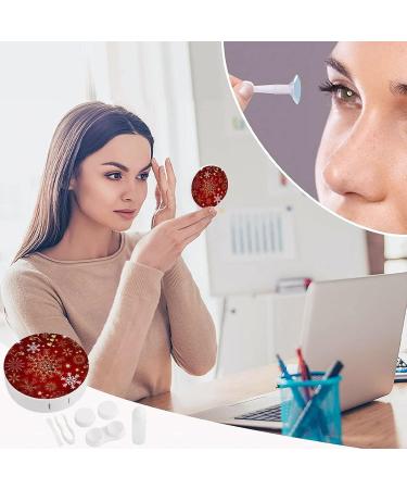 Bagea-Ka Winter Snowflake Red Sparkle Christmas Pattern Contact Lens Case - Eye Care Kit with Mirror Tweezers & Solution for Travel & Home - Buy Online on GoSupps.com