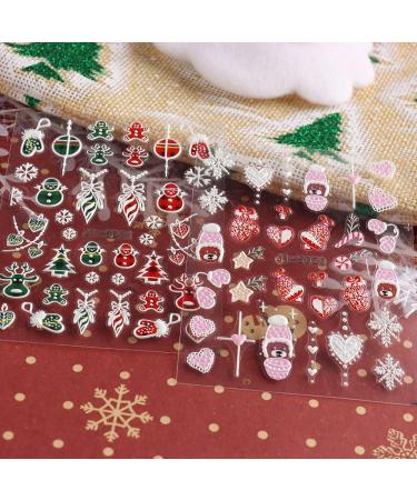 3D Embossed Christmas Nail Art Stickers Decals 5 Sheets 5D Self-Adhesive Cute Bear Snowflakes Snowman Heart Pink Hat Nail Supplies Nail Art Design Decoration Accessories - Buy Online on GoSupps.com