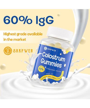 Bovine Colostrum Supplement Gummies - with 60% Highest IgG, Lactoferrin, Probiotics and Prebiotics for Adults and Kids, Vanilla Flavor & Sugar Free, 90 Gummies 90 Count (Pack of 1) - Buy Online on GoSupps.com