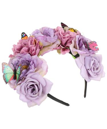 Mikinona Artificial Flower Headband Boho Decor Gothic Accessories Decorative Headband Cosplay Headbands for Women Prom Headbands for Women Flower Headpiece Tea Party Headband Fabric