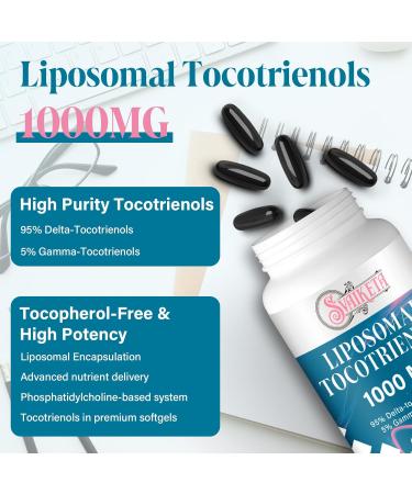 Liposomal Tocotrienols 1000mg High Absorption Vitamin E Tocotrienols Supplement with 95% Delta & 5% Gamma 60 Softgels 60 Count (Pack of 1) - Buy Online on GoSupps.com