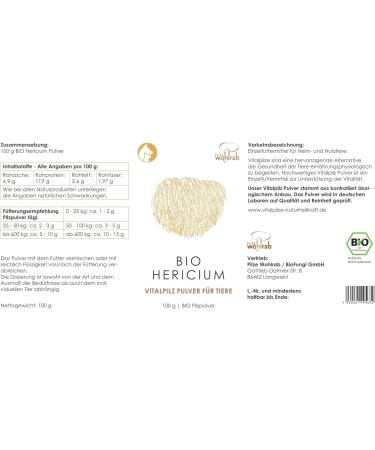 Organic Hericium Erinaceus Powder for Animals - Microfine Lion's Mane Mushroom Supplement (100g Can) - Premium Quality - Buy Online on GoSupps.com