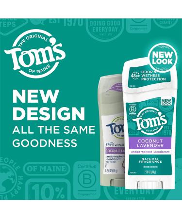 Tom's of Maine Women's Coconut Lavender Antiperspirant Deodorant 2.25 oz 3-Pack - Buy Online on GoSupps.com