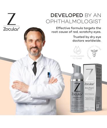 Zocular ZocuFoam Eyelid Cleanser 50ml - Foaming Eyelid Scrub for Blepharitis Demodex and Inflammation - Stye Treatment for Eyes - Natural pH Balanced Treatment - Buy Online on GoSupps.com
