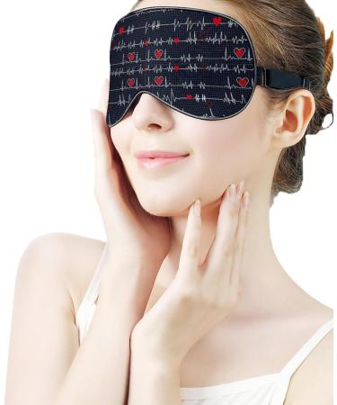 Adjustable Heart Beat Sleep Mask Eye Cover for Men and Women - Blocks Light for Better Sleep and Travel - Comfortable Blindfold with Adjustable Strap - Buy Online on GoSupps.com