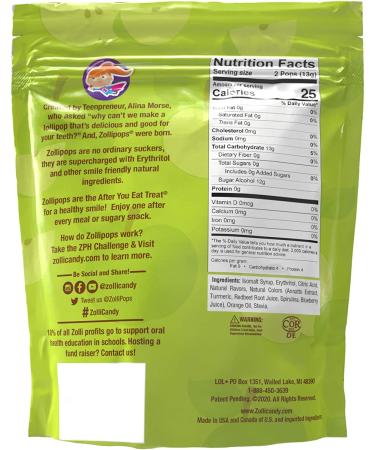 Zollipops Clean Teeth Pops â€“ Green Apple Flavor, 3.1 oz | Sugar-Free Dental Treats - Buy Online on GoSupps.com