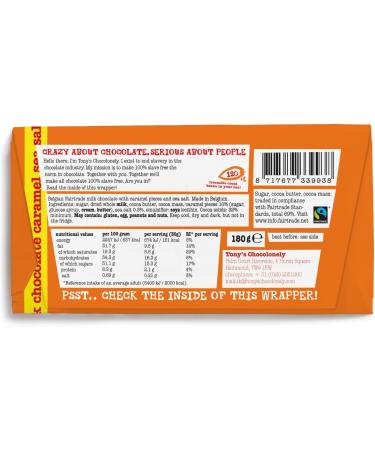  Tony's Chocolonely Tony's Chocolonely - Whole Milk Chocolate with Caramel and Sea Salt - Chocolate Picture with Caramel Pieces - 32% Cocoa - 15 x 180g - Fairtrade Belgian Chocolate - Buy Online on GoSupps.com