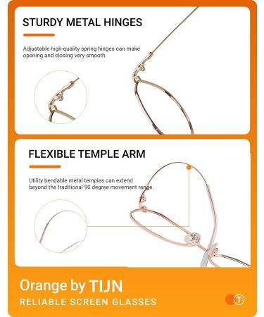 TIJN Blue Light Glasses | Irregular Metal Frame | Round Screen Glasses | Anti Eyestrain | Unisex | Rose Gold - Buy Online on GoSupps.com