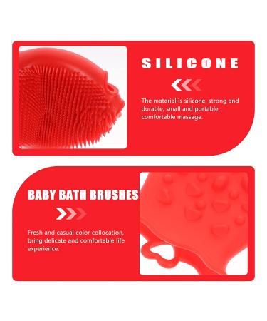 Beaupretty Silicone Baby Shampoo Brush & Bath Mitt Set - Gentle Body Scrubber for Kids, Toddlers, Red - Buy Online on GoSupps.com