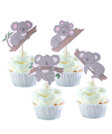 24 pieces Koala Tortendendeko Birthday Koala Cupcake Topper Wild Animal Muffin Decoration Koala Birthday Cupcake Tortendeko Baby Shower Birthday Topic Cake Decorations Accorations Pattern2-Koala - Buy Online on GoSupps.com