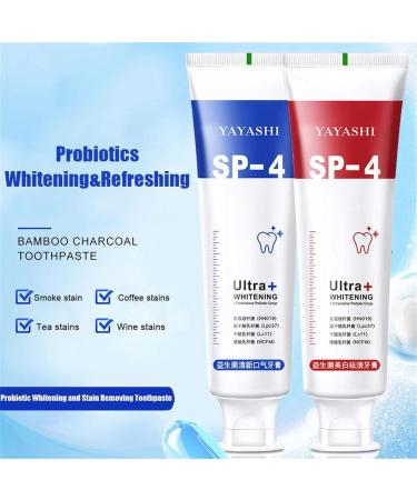 Yayashi SP-4 Toothpaste 2 Pack | Ultra Lightening & Stain-Removing Probiotic Formula | Fresh Breath & Clean Teeth (Red+Blue) - Buy Online on GoSupps.com