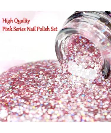 Nail Polish Set - Glitter Nail Varnish Set - Quick Dry Flash Shinny Pink Series Nail Polish - Healthy Breathable Nail Varnish Gift Set - No Need Cure Nail Paint for DIY Nail Art 4pcs 3 - Buy Online on GoSupps.com