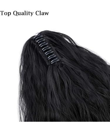 24" Corn Wave Ponytail Extension Claw Clip on Ponytails Wavy Curly Hair Extensions Jaw Pony Tail Hairpiece Jet Black 24inch (Pack of 1) Yaki-Jet Black - Buy Online on GoSupps.com