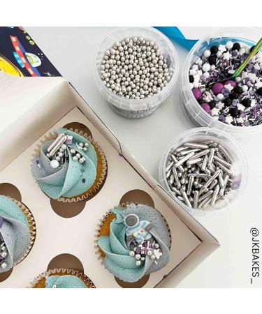 Purple Cupcakes Sprinkles Pearls 4mm - METALLIC SHINY SILVER - Cake and Cupcake Sprinkles for Birthdays Weddings and all occassions 4mm 4mm - Metallic Silver - Buy Online on GoSupps.com