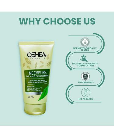 Oshea Neempure Anti Acne & Pimple Face Wash - 120g | Best Anti-Acne Solution for Clear Skin | Worldwide Shipping - Buy Online on GoSupps.com