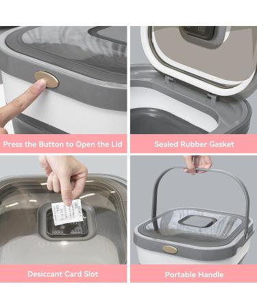 DDMOMMY Collapsible Dog Food Storage Container 10-13 LB Airtight Pet Food Bin with Lid, Measuring Cup, and Silicone Bowl Grey - Buy Online on GoSupps.com